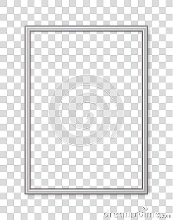 3D frame. Picture frame isolated on background. Realistic modern border rectangular frame with shadow. Vertical boarder for design Vector Illustration