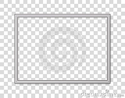 3D frame. Picture frame isolated on background. Realistic modern border rectangular frame with shadow. Horizontal boarder. Design Vector Illustration