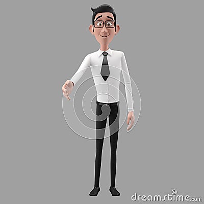 3d funny character, cartoon sympathetic looking business man Stock Photo