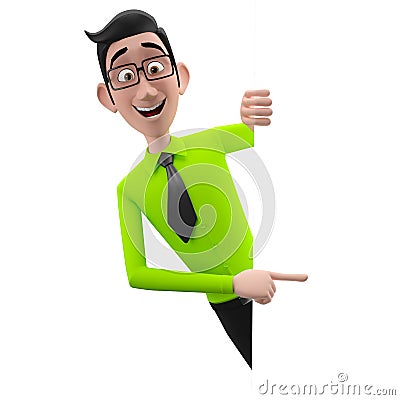 3d funny character, cartoon sympathetic looking business man Stock Photo