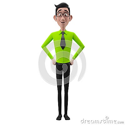 3d funny character, cartoon sympathetic looking business man Stock Photo