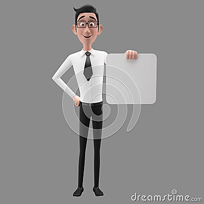 3d funny character, cartoon sympathetic looking business man Stock Photo