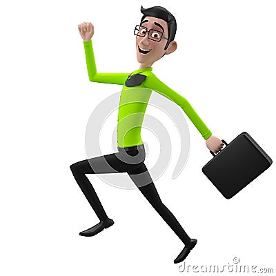 3d funny character, cartoon sympathetic looking business man Stock Photo