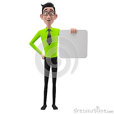 3d funny character, cartoon sympathetic looking business man Stock Photo