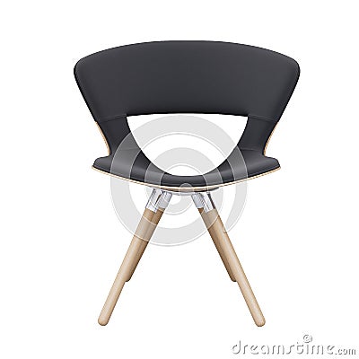 3d Furniture front view black modern chair isolated on a white background, Decoration Design for Dining Stock Photo