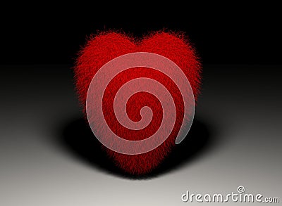 3D furry fluffy red colour heart for valentines day Stock Photo