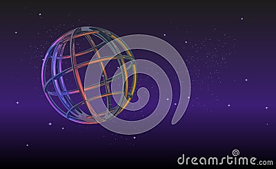 3d futuristic globe, illustration background. Globalization interface, a sense of science and technology in abstract graphics. Cur Cartoon Illustration