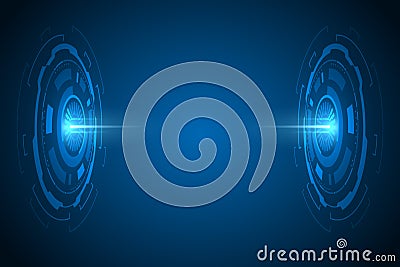 3D futuristic illuminated circles background Vector Illustration