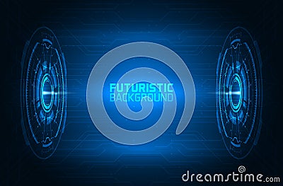 3D futuristic illuminated circles background Vector Illustration