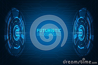 3D futuristic illuminated circles background Vector Illustration