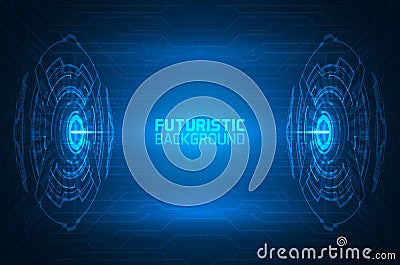 3D futuristic illuminated circles background Vector Illustration