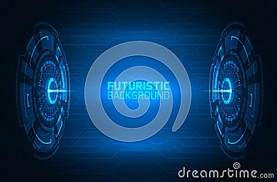 3D futuristic illuminated circles background Vector Illustration