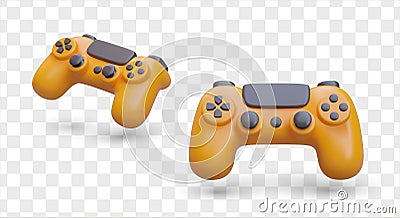 3d game pad in different positions. Device for professional gamers. Play game with remote controller Vector Illustration