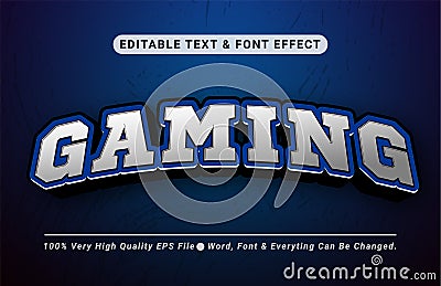 3d Gaming With Blue Color text Style effect, Editable Text Effect Vector Illustration