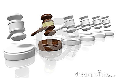 3D gavels - wooden and white Stock Photo