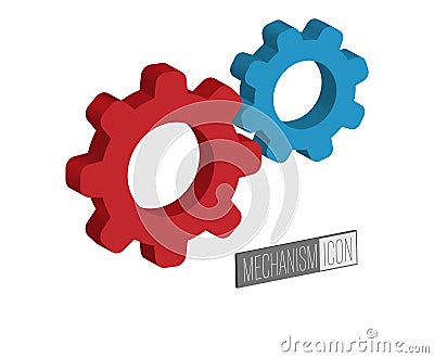 3d gear. Color volumetric icon for websites, applications, social networks Vector Illustration