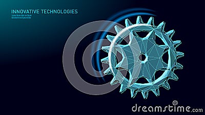 3D gear work progress concept. Wheel industry mechanism engineering teamwork. Data analysis business engine cog Vector Illustration