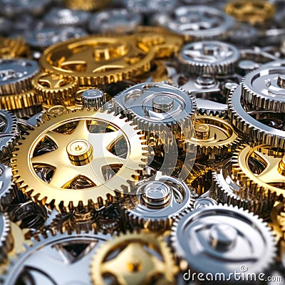 3d gears cog whell background , business teamwork and industry metaphor Stock Photo