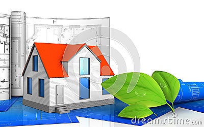 3d of generic house Cartoon Illustration