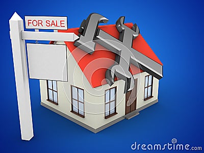 3d generic house Cartoon Illustration