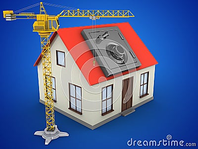 3d generic house Cartoon Illustration