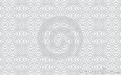 3d geometric convex pattern. Ethnic oriental white background.Texture for design. Vector Illustration