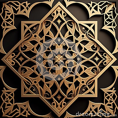 3d geometric patterns and arabesque designs that often incorporate calligraphy. Copy space. Generative Ai Stock Photo