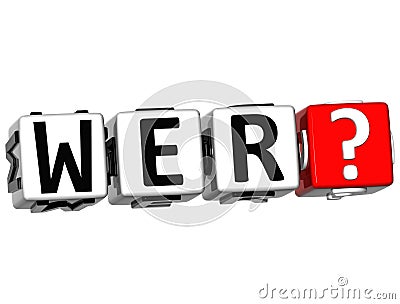 3D German Question Button Click Here Block Text Stock Photo