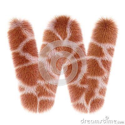 3d GIRAFFE cartoon funny creative fur letter W Stock Photo