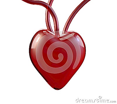 3D glass red heart, Valentine`s or love theme Stock Photo