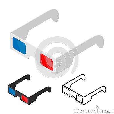 3D glasses of flat style Isometric vector illustration. Vector Illustration