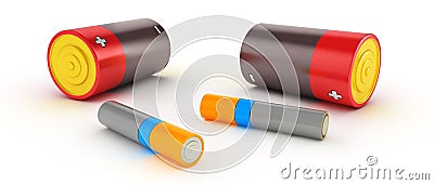 3d glossy and shinny batteries Stock Photo