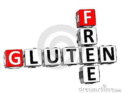 3D Gluten Free Crossword cube words Stock Photo