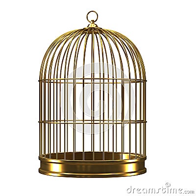 3d Gold birdcage Stock Photo