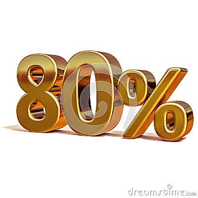 3d Gold 80 Eighty Percent Discount Sign Stock Photo