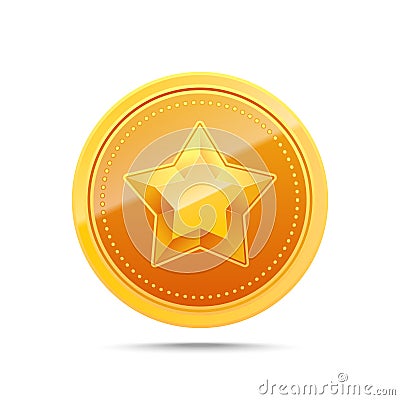 3D Gold medal. Winner award icon. Vector Illustration