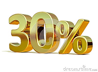 3d Gold 30 Percent Discount Sign Stock Photo