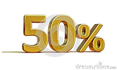 3d Gold 50 Percent Sign Stock Photo