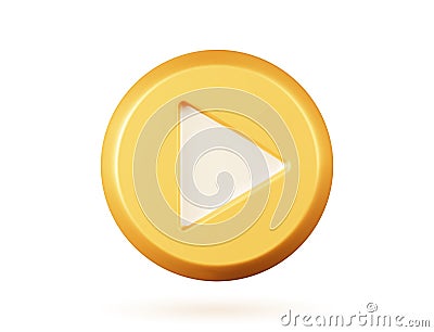 3d gold play button. Vector Illustration