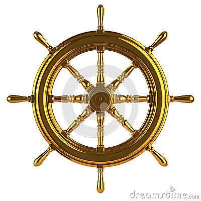 3d Gold ships wheel Stock Photo