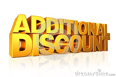 3D gold text additional discount. Stock Photo