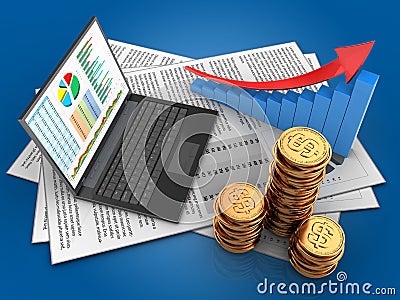 3d golden coins Cartoon Illustration