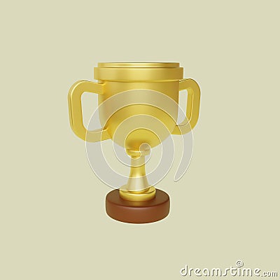 3d golden cup winner for game design. 3d illustration isolated. Award prize, win award. Gold winner prize. Champion reward. Luxury Cartoon Illustration