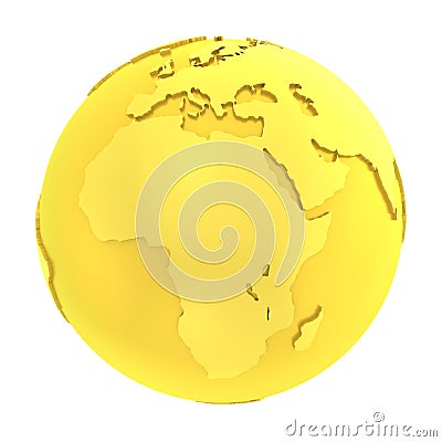 3D golden earth pure gold globe Stock Photo