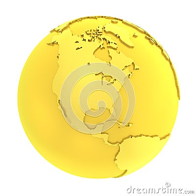 3D golden earth pure gold globe Stock Photo