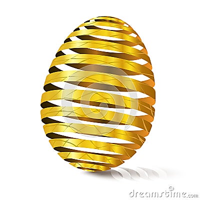 3d golden egg with texture. Modular eggshell spaced. Happy Easte Vector Illustration