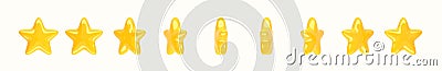 3D Golden star rotate animation, animated game sprite, ui rate sequence frame, gui design elements, assets for app user Stock Photo