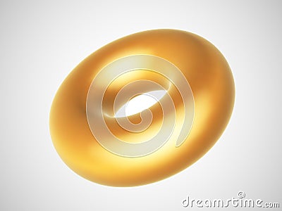 3D golden torus isolated on white background. Vector Illustration