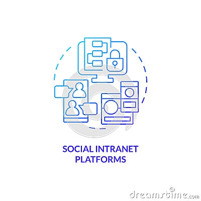 2D gradient social intranet platforms icon concept Vector Illustration