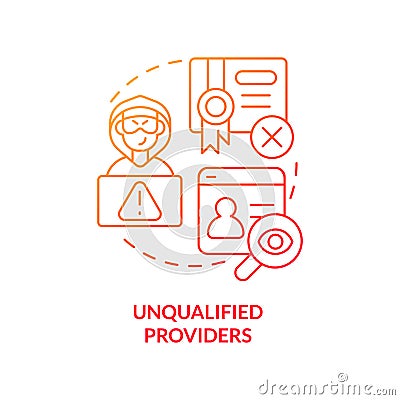 2D gradient unqualified providers linear icon concept Vector Illustration